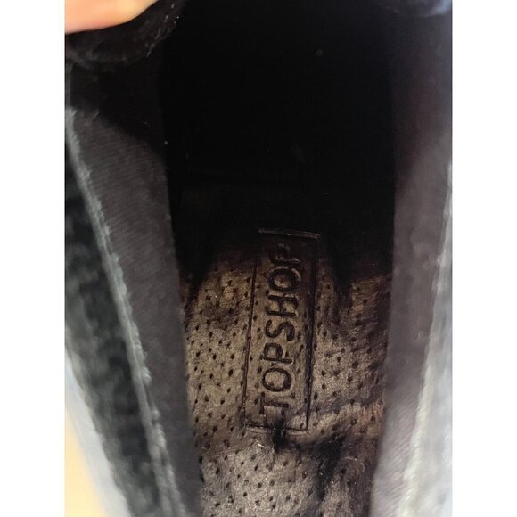 Topshop Able Black Nubuck leather Combat Ankle Boot Size 8.5 Lace Up - Picture 3 of 13